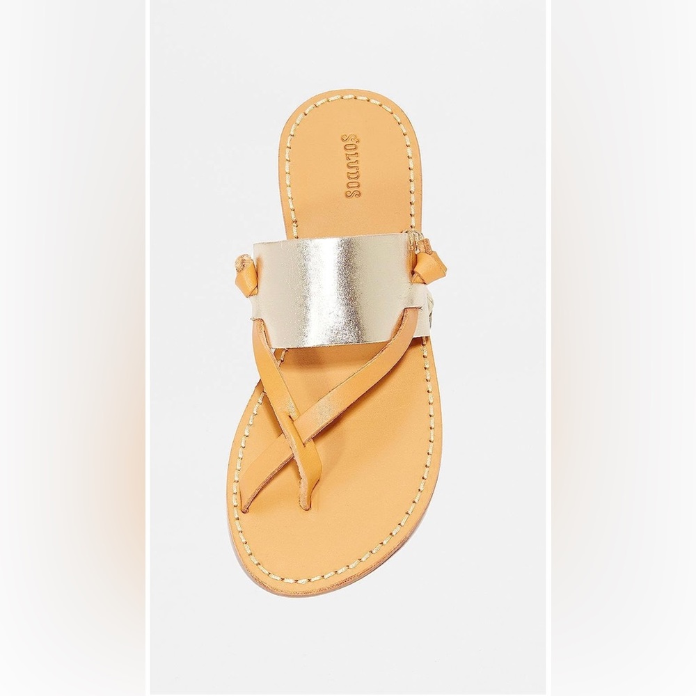 Soludos - size 11 slotted thong sandal, metallic gold, leather. EUC!